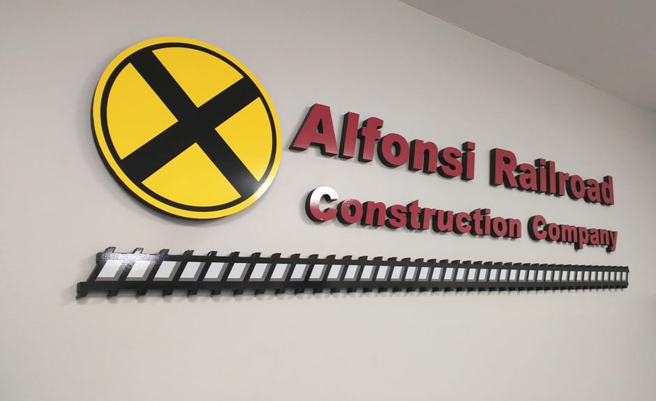 Alfonsi Railroad Construction 3 Dimensional Lettering Flush Mount MI Custom Signs Taylor MI