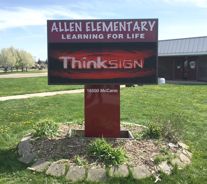 Allen Elementary LED Monument Sign MI Custom Signs Taylor MI