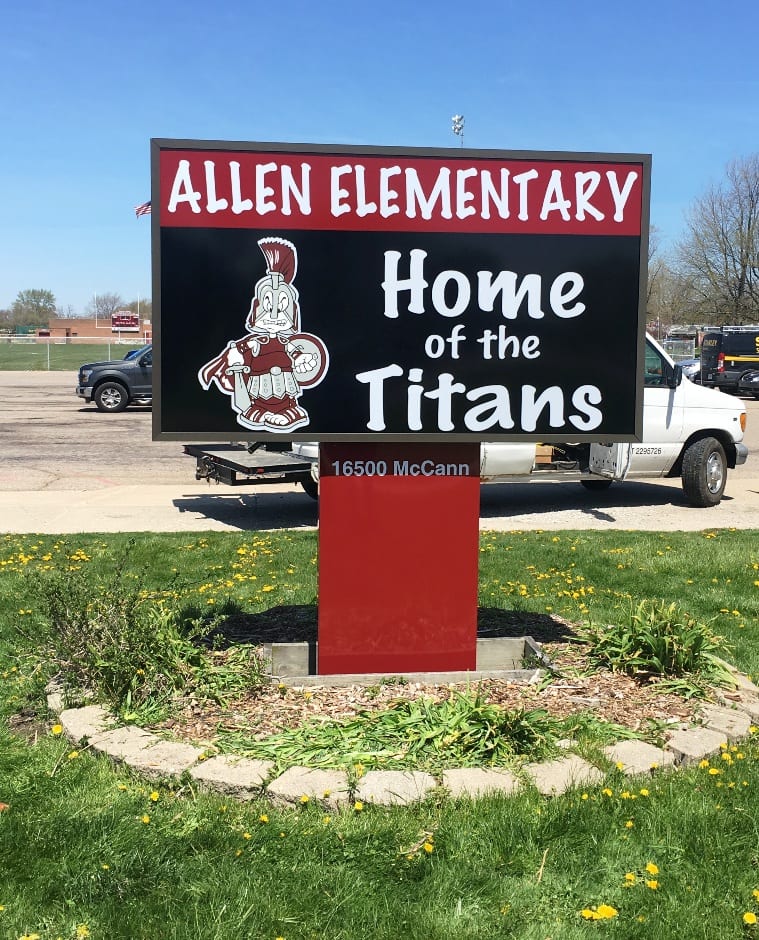 Allen Elementary Monument Sign MI Custom Signs Taylor MI