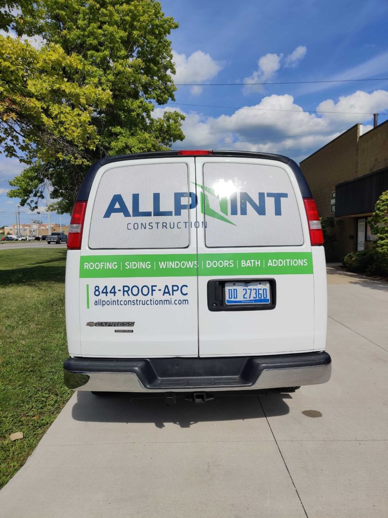 Allpoint Construction Back Van Vehicle Wrap MI Custom Signs Taylor MI