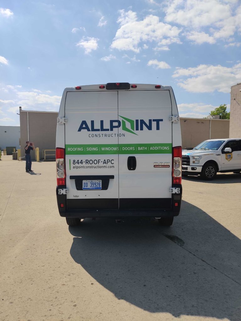 Allpoint Construction Van Back Vehicle Wrap MI Custom Signs Taylor MI