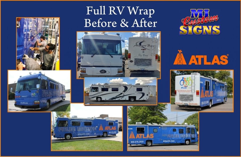 Atlas Oil RV Full Wrap Before And After MI Custom Signs Taylor MI