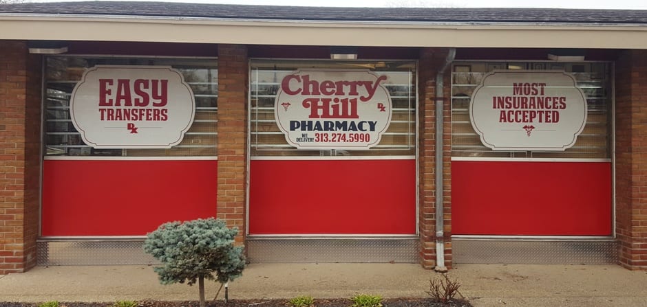 Cherry Hill Pharmacy Large Window Graphics MI Custom Signs Taylor MI