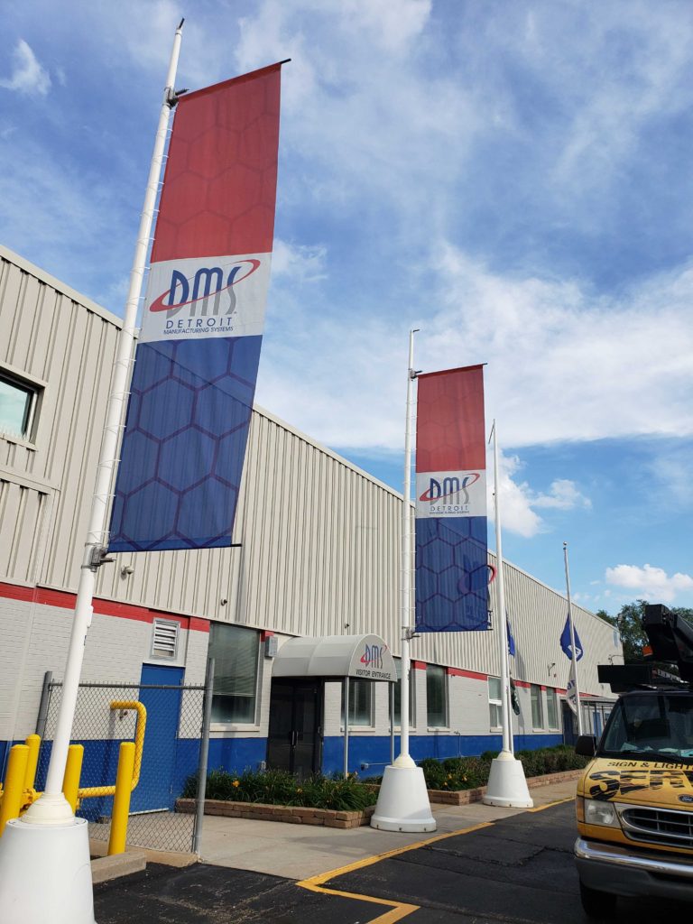 DMS Detroit Manufaturing Services Large Banner MI Custom Signs Taylor MI