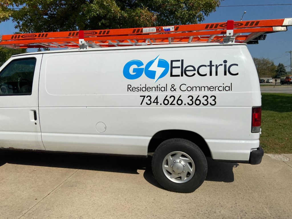 Go Electric Vehicle Van Vinyl Logo MI Custom Signs Taylor MI