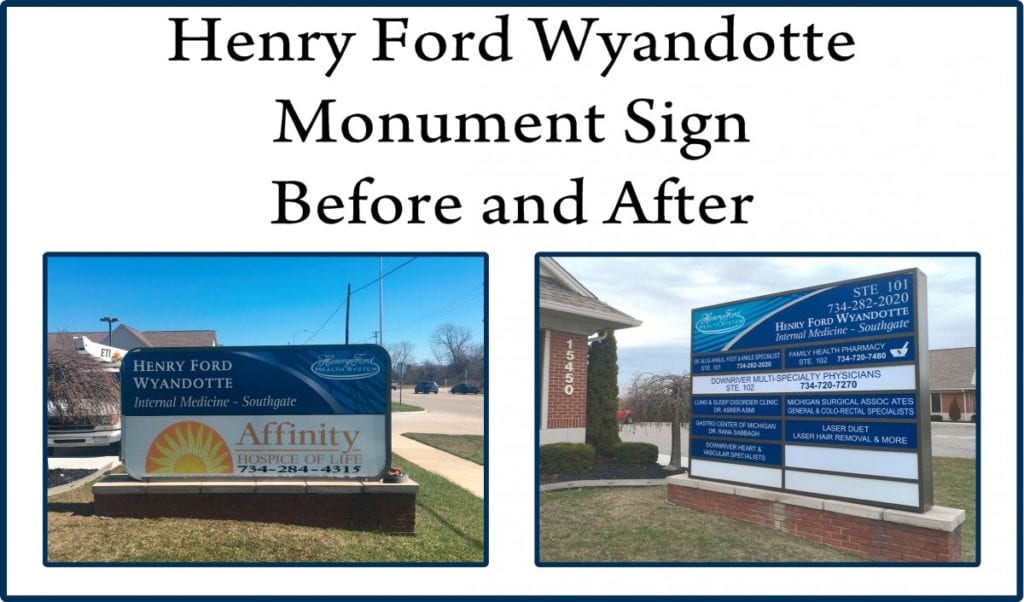 Henry Ford Health System Muli Tenant Before And After MI Custom Signs Taylor MI