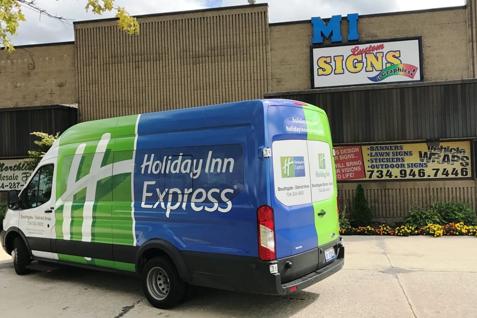 Holiday Inn Express Van Full Wrap Glamor MI Custom Signs Taylor MI