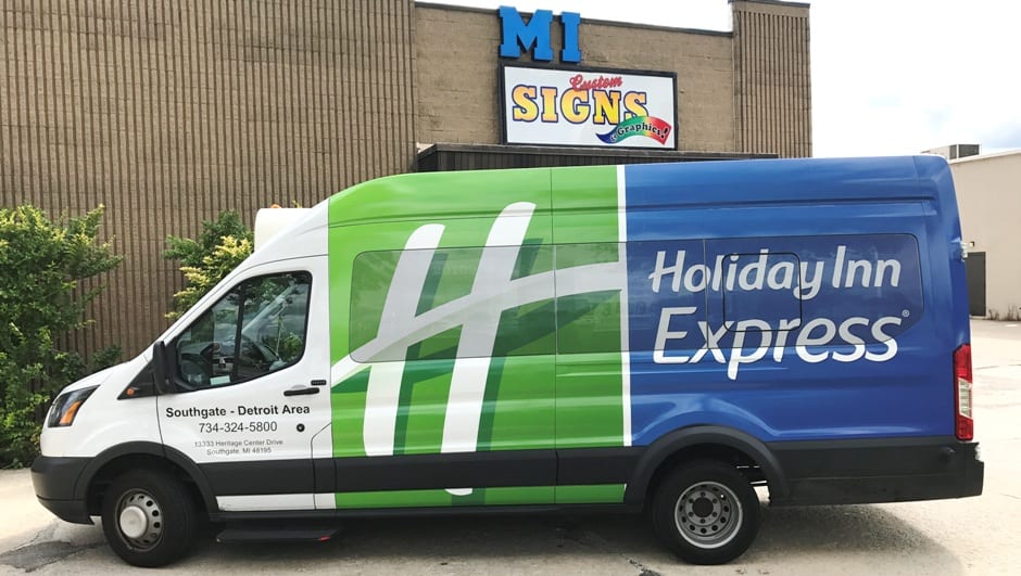 Holiday Inn Express Van Full Wrap MI Custom Signs Taylor MI