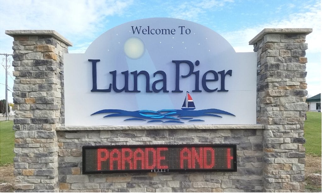 Luna Pier Monument Sign