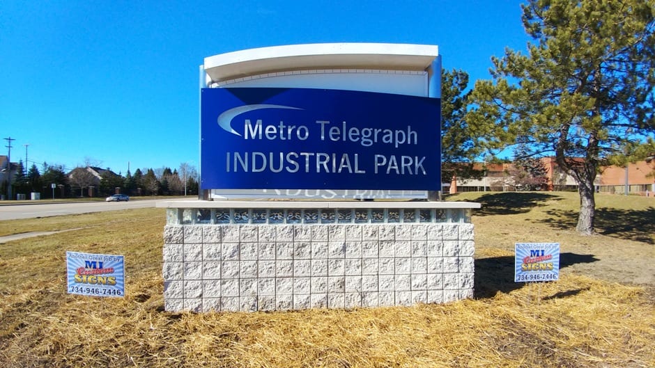 Metro Telegraph Industrial Park Monument Environmental Graphic Design MI Custom Signs Taylor MI