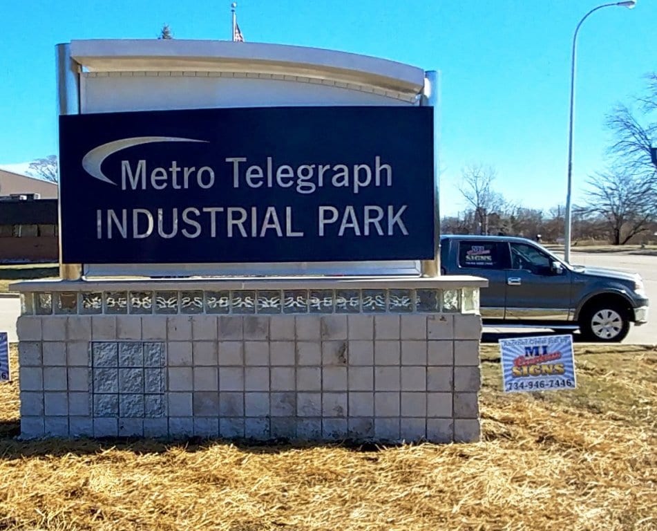 Metro Telegraph Industrial Park Monument Sign Cut Compound Text MI Custom Signs Taylor MI