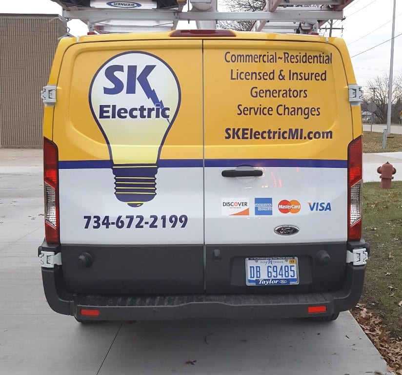 SK Electric Van Partial Wrap Rear MI Custom Signs Taylor MI