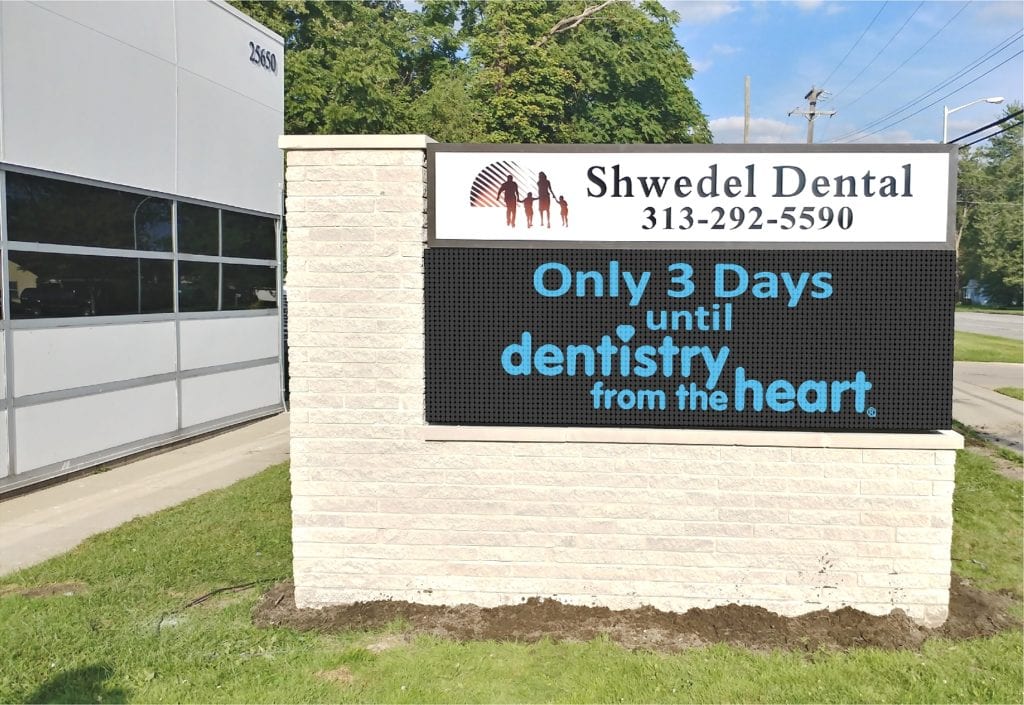Shwedel Dentistry LED Electronic Message Monument Sign MI Custom Signs Taylor MI (3)