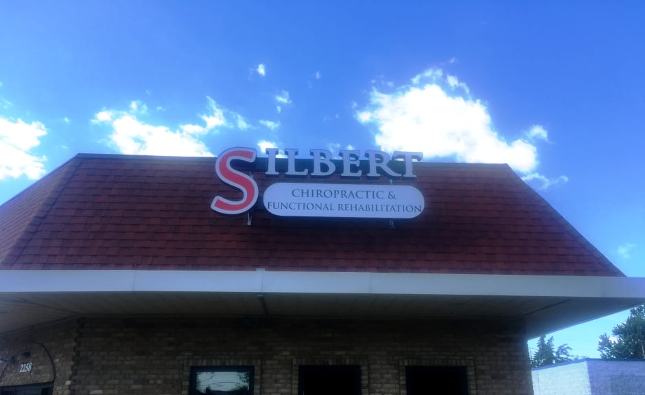 Silbert Chiropractic Channel Letter Cloud Sign Rooftop MI Custom Signs Taylor Mi