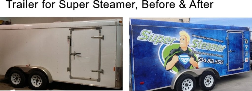 Super Steamer Trailer BeforeAfter MI Custom Signs Taylor MI