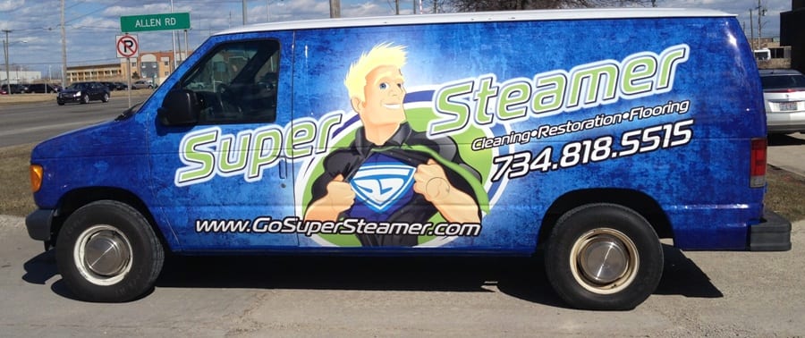 Super Steamer Van Side MI Custom Signs Taylor MI