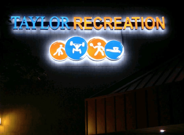Taylor Rec Center Lit Channel Letter MI Custom Signs Taylor MI