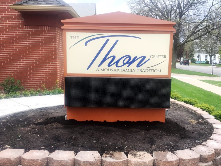 Thon Molnar Funeral LED Full Color Electronic Message Center Monument Sign MI Custom Signs Taylor MI