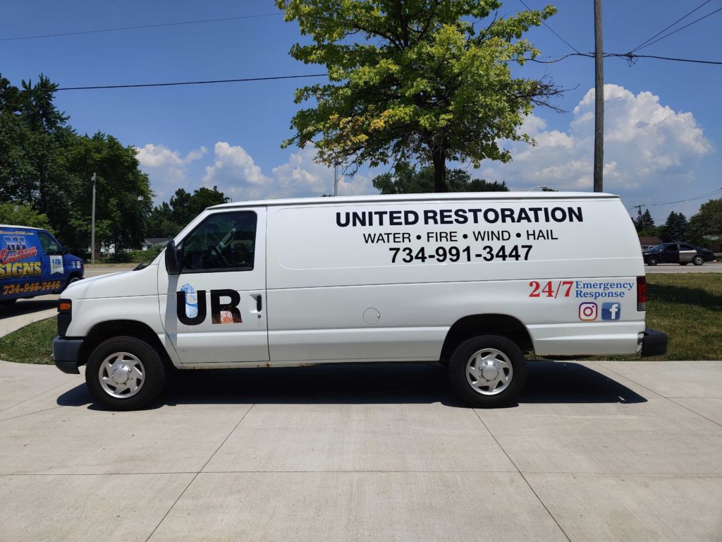 UR United Restoration Side Van Vehicle Wrap MI Custom Signs Taylor MI