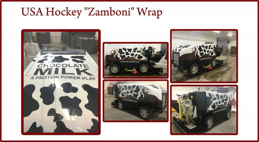 USA Hockey Zamboni Chocolate Milk Wrap Collage MI Custom Signs Taylor MI
