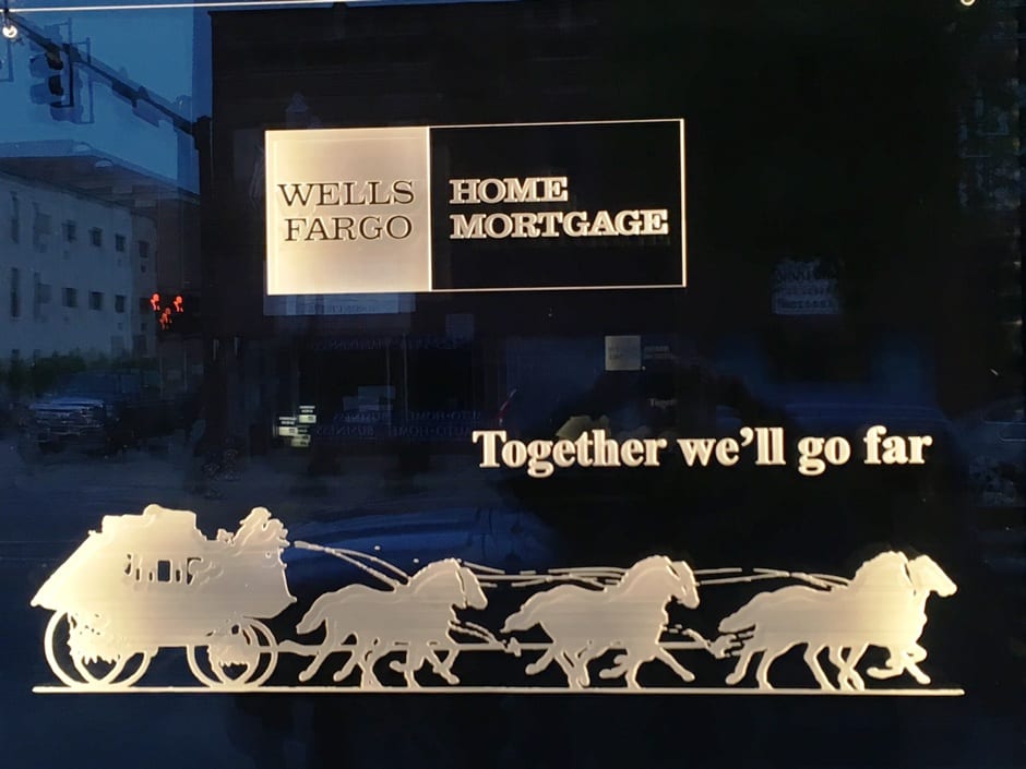 Wells Fargo Etched Glass MI Custom Signs Taylor MI