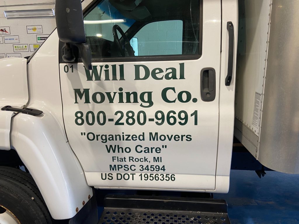 Will Deal Moving Co Truck Door Vinyl MI Custom Signs Taylor MI