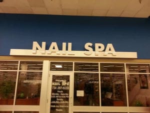 Nail Spa 3 Dimensional Lettering And Vinyl Window Lettering Mi Custom Signs Taylor Mi